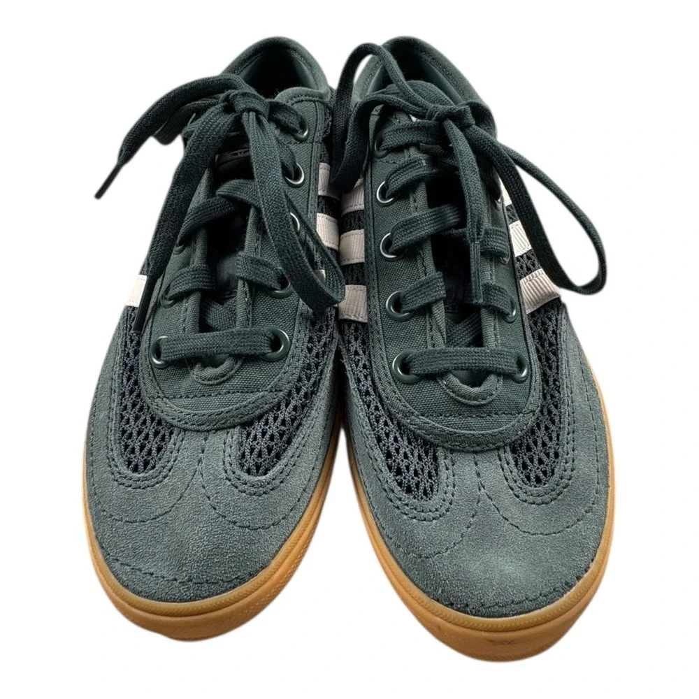 Adidas VL Court Green Mesh Suede Sneakers Women's 6.5‎ Excellent Cond